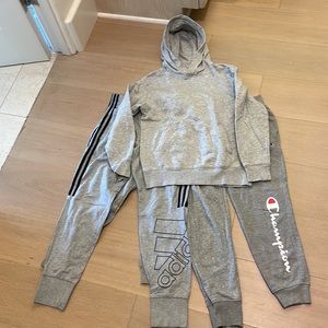 Bundle of Three pairs of boys, gray sweat pants and a sweatshirt
